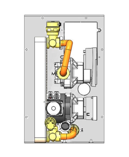 Kit R2-FX για εγκατάσταση σόμπας-καλοριφέρ συνδεδεμένης με λέβητα χωρίς παραγωγή ζεστού νερού χρήσης, με διαχωριστή εγκατάστασης.
